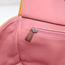 CHANEL Matelasse COCO Mark Chain Bag Patent Leather Orange Silver CC Auth 154766-22