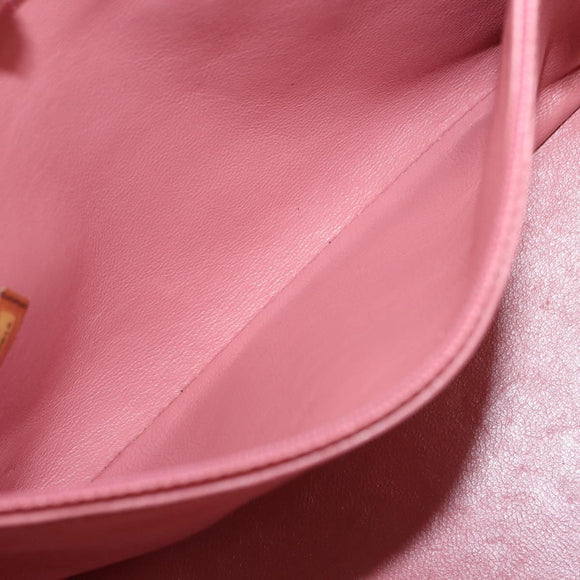 CHANEL Matelasse COCO Mark Chain Bag Patent Leather Orange Silver CC Auth 154766