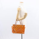 CHANEL Matelasse COCO Mark Chain Bag Patent Leather Orange Silver CC Auth 154766-24