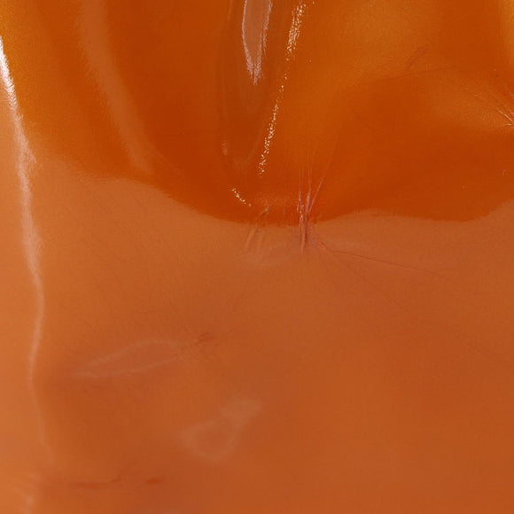 CHANEL Matelasse COCO Mark Chain Bag Patent Leather Orange Silver CC Auth 154766