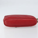 CHANEL Bicolore Chain Shoulder Bag Lamb Skin Red Gold CC Auth 154767-11