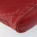 CHANEL Bicolore Chain Shoulder Bag Lamb Skin Red Gold CC Auth 154767-13