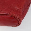 CHANEL Bicolore Chain Shoulder Bag Lamb Skin Red Gold CC Auth 154767-14