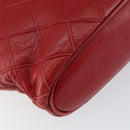 CHANEL Bicolore Chain Shoulder Bag Lamb Skin Red Gold CC Auth 154767-15