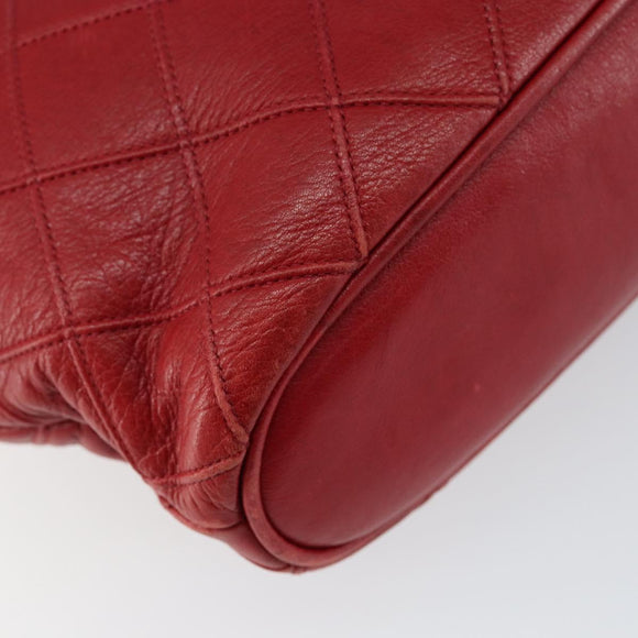 CHANEL Bicolore Chain Shoulder Bag Lamb Skin Red Gold CC Auth 154767