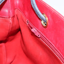 CHANEL Bicolore Chain Shoulder Bag Lamb Skin Red Gold CC Auth 154767-21