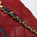 CHANEL Bicolore Chain Shoulder Bag Lamb Skin Red Gold CC Auth 154767-25