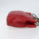 CHANEL Bicolore Chain Shoulder Bag Lamb Skin Red Gold CC Auth 154767-4