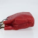 CHANEL Bicolore Chain Shoulder Bag Lamb Skin Red Gold CC Auth 154767-5