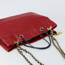 CHANEL Bicolore Chain Shoulder Bag Lamb Skin Red Gold CC Auth 154767-6