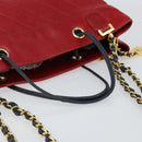 CHANEL Bicolore Chain Shoulder Bag Lamb Skin Red Gold CC Auth 154767-7
