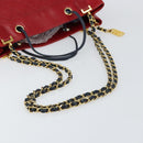 CHANEL Bicolore Chain Shoulder Bag Lamb Skin Red Gold CC Auth 154767-9