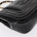 CHANEL COCO Mark Chain Shoulder Bag Enamel Black Gold CC Auth 154768-9