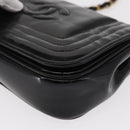 CHANEL COCO Mark Chain Shoulder Bag Enamel Black Gold CC Auth 154768-15