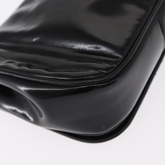 CHANEL COCO Mark Chain Shoulder Bag Enamel Black Gold CC Auth 154768