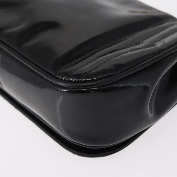 CHANEL COCO Mark Chain Shoulder Bag Enamel Black Gold CC Auth 154768