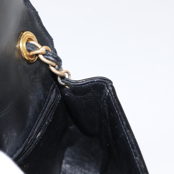 CHANEL COCO Mark Chain Shoulder Bag Enamel Black Gold CC Auth 154768