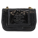 CHANEL COCO Mark Chain Shoulder Bag Enamel Black Gold CC Auth 154768-13