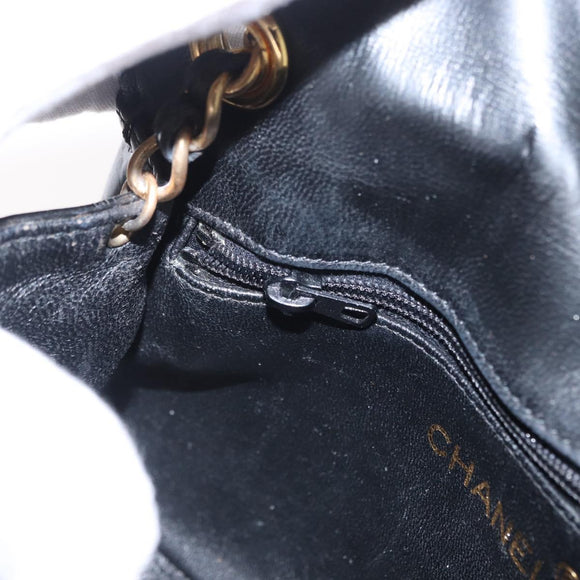 CHANEL COCO Mark Chain Shoulder Bag Enamel Black Gold CC Auth 154768