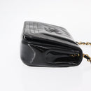 CHANEL COCO Mark Chain Shoulder Bag Enamel Black Gold CC Auth 154768-3