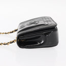 CHANEL COCO Mark Chain Shoulder Bag Enamel Black Gold CC Auth 154768-4