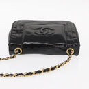 CHANEL COCO Mark Chain Shoulder Bag Enamel Black Gold CC Auth 154768-6