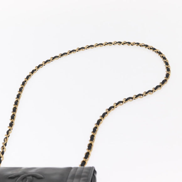 CHANEL COCO Mark Chain Shoulder Bag Enamel Black Gold CC Auth 154768