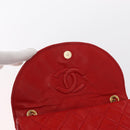 CHANEL Matelasse Camellia Chain Shoulder Bag Lamb Skin Red Gold CC Auth 154769-19