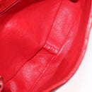 CHANEL Matelasse Camellia Chain Shoulder Bag Lamb Skin Red Gold CC Auth 154769-10