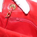 CHANEL Matelasse Camellia Chain Shoulder Bag Lamb Skin Red Gold CC Auth 154769-24