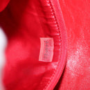 CHANEL Matelasse Camellia Chain Shoulder Bag Lamb Skin Red Gold CC Auth 154769-12