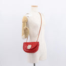 CHANEL Matelasse Camellia Chain Shoulder Bag Lamb Skin Red Gold CC Auth 154769-25