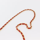 CHANEL Matelasse Camellia Chain Shoulder Bag Lamb Skin Red Gold CC Auth 154769-8