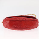 CHANEL Matelasse Camellia Chain Shoulder Bag Lamb Skin Red Gold CC Auth 154769-5