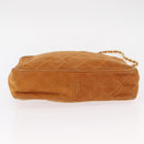 CHANEL Matelasse Chain Shoulder Bag Suede Beige gold CC Auth 154770-10
