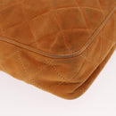 CHANEL Matelasse Chain Shoulder Bag Suede Beige gold CC Auth 154770-11