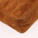 CHANEL Matelasse Chain Shoulder Bag Suede Beige gold CC Auth 154770-13