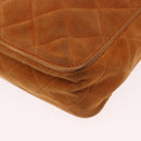 CHANEL Matelasse Chain Shoulder Bag Suede Beige gold CC Auth 154770-14
