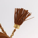 CHANEL Matelasse Chain Shoulder Bag Suede Beige gold CC Auth 154770-15