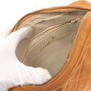 CHANEL Matelasse Chain Shoulder Bag Suede Beige gold CC Auth 154770-17