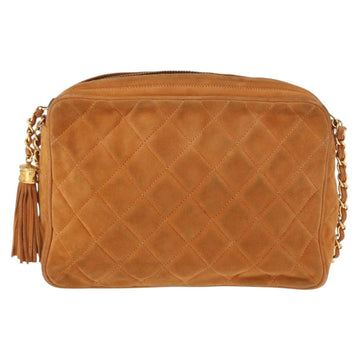 CHANEL Matelasse Chain Shoulder Bag Suede Beige gold CC Auth 154770 - 0