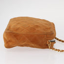 CHANEL Matelasse Chain Shoulder Bag Suede Beige gold CC Auth 154770-4