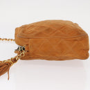 CHANEL Matelasse Chain Shoulder Bag Suede Beige gold CC Auth 154770-5