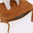 CHANEL Matelasse Chain Shoulder Bag Suede Beige gold CC Auth 154770-6