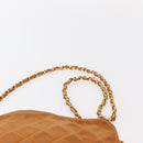 CHANEL Matelasse Chain Shoulder Bag Suede Beige gold CC Auth 154770-9