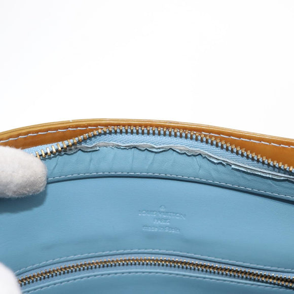 LOUIS VUITTON Monogram Vernis Houston Hand Bag Baby Blue M91005 LV Auth 154838