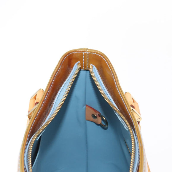 LOUIS VUITTON Monogram Vernis Houston Hand Bag Baby Blue M91005 LV Auth 154838