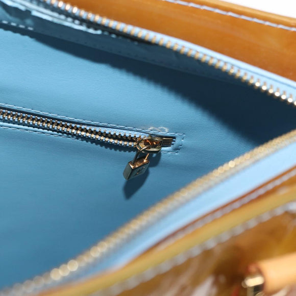 LOUIS VUITTON Monogram Vernis Houston Hand Bag Baby Blue M91005 LV Auth 154838