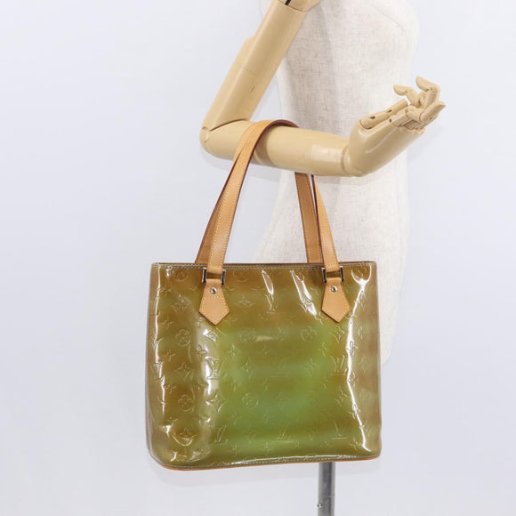 LOUIS VUITTON Monogram Vernis Houston Hand Bag Baby Blue M91005 LV Auth 154838