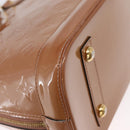 LOUIS VUITTON Monogram Vernis Alma PM Hand Bag Rose Velours M91583 Auth 154840-15